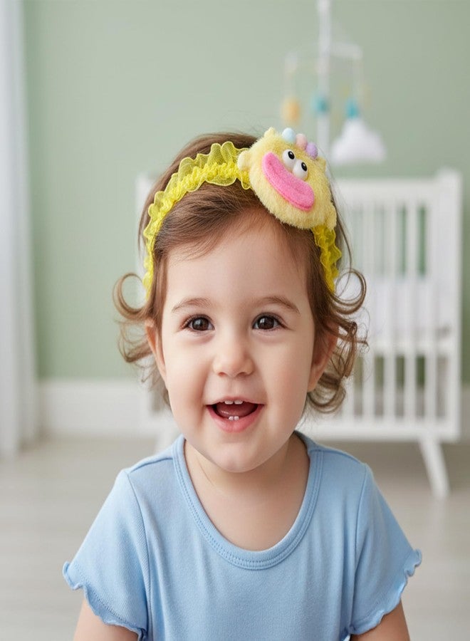 SYGA Pack of 3 Baby Headbands for Girls 0-3 Years | Soft Stretchable Lace Hairbands with Flower, Cartoon & Rose Design | Infant & Toddler Hair Accessories for Photoshoot(STYLE-03) - Image 3