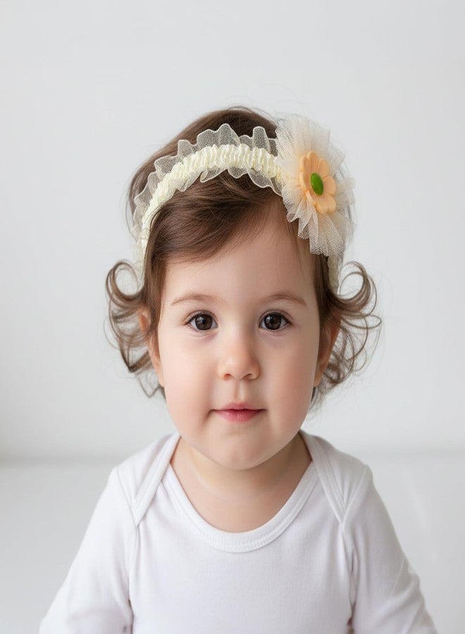 SYGA Pack of 3 Baby Headbands for Girls 0-3 Years | Soft Stretchable Lace Hairbands with Flower, Cartoon & Rose Design | Infant & Toddler Hair Accessories for Photoshoot(STYLE-03) - Image 2