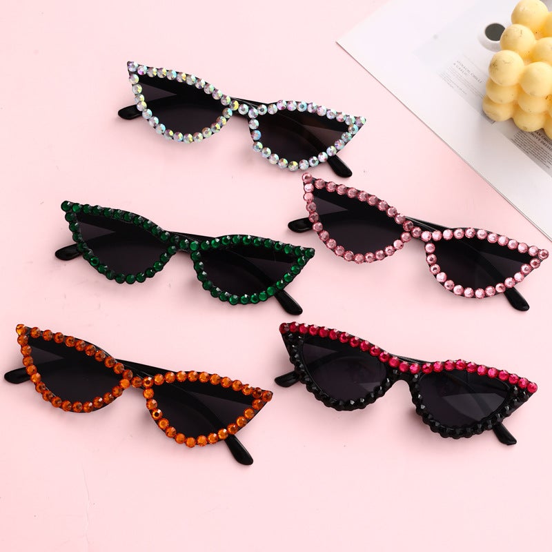 New Handmade Diamond Cat'S Eye Sunglasses Sunglasses Party Sunglasses Ladies Fashion Personalized Glasses - Image 2