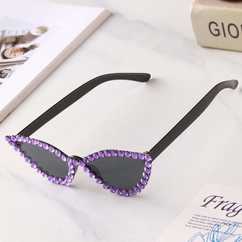 New Handmade Diamond Cat'S Eye Sunglasses Sunglasses Party Sunglasses Ladies Fashion Personalized Glasses - Image 5