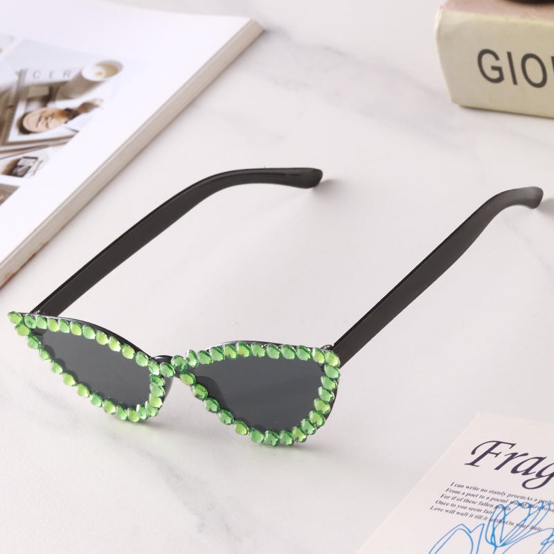New Handmade Diamond Cat'S Eye Sunglasses Sunglasses Party Sunglasses Ladies Fashion Personalized Glasses - Image 4