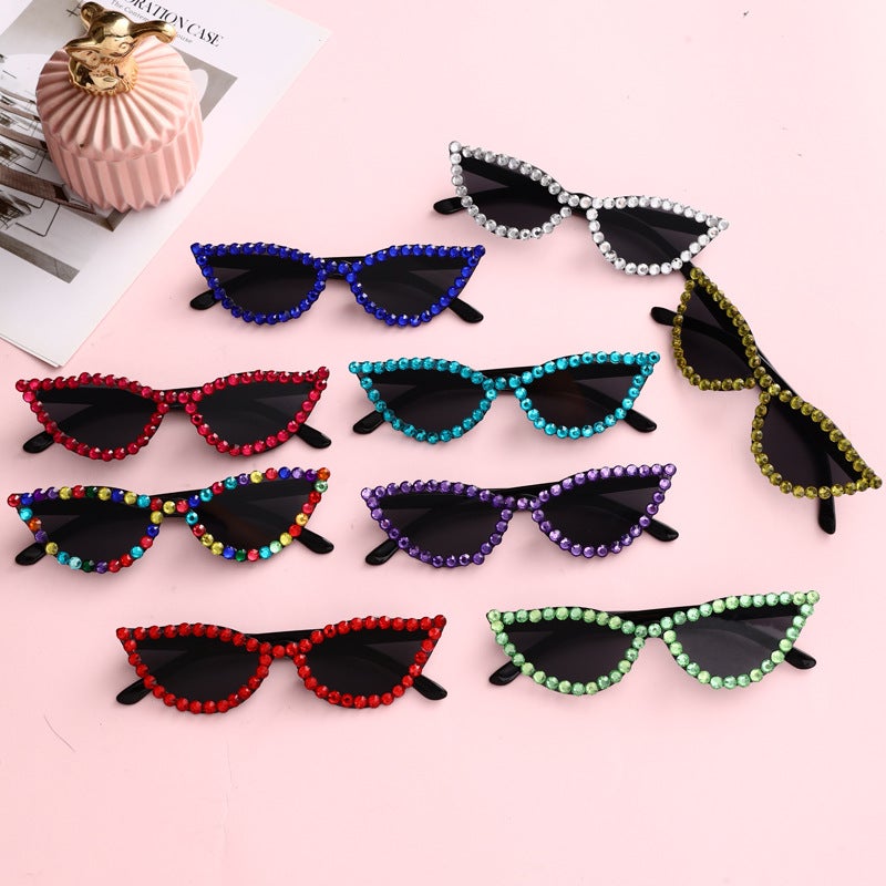 New Handmade Diamond Cat'S Eye Sunglasses Sunglasses Party Sunglasses Ladies Fashion Personalized Glasses - Image 3