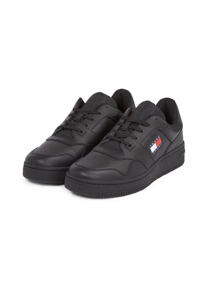 TOMMY JEANS Men's Retro Fine Cleat Basketball Trainers - Leather, Black