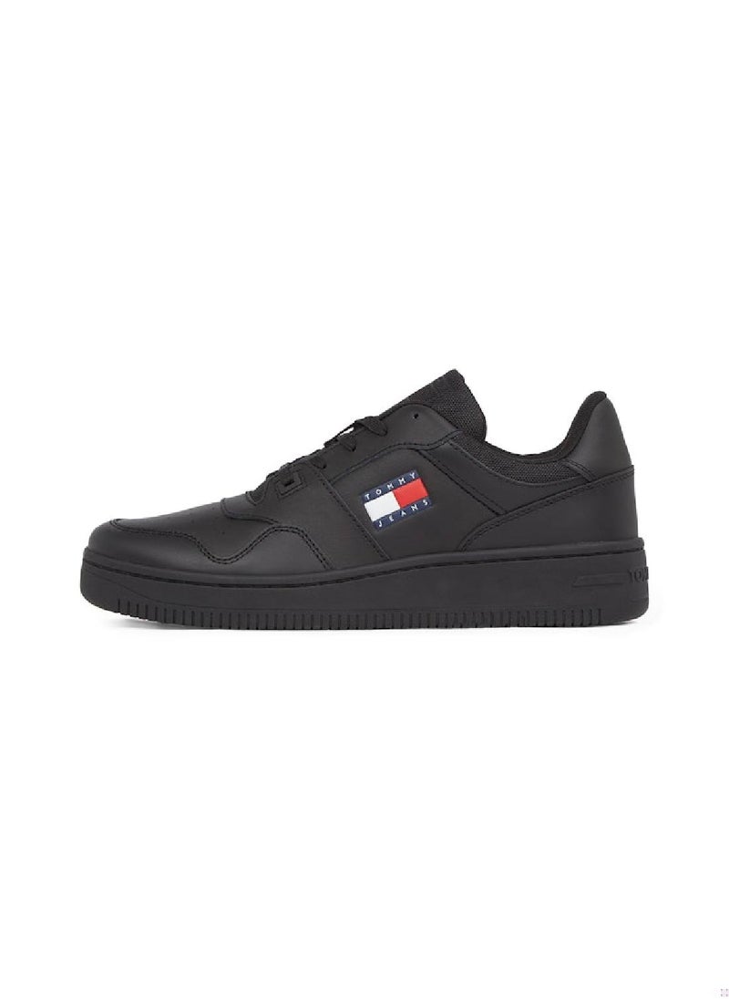 TOMMY JEANS - Men's Retro Fine Cleat Basketball Trainers - Leather, Black - Image 1