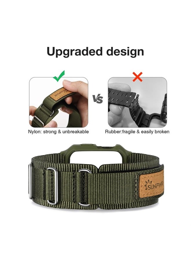 SUNFWR - Bands Compatible with Apple Watch 44mm 45mm with Case,Rugged Velcro Nylon Sport Apple Watch Starp with Protective Cover for iwatch Series 8/7/6/5/4 SE for Men(Army green) - Image 1