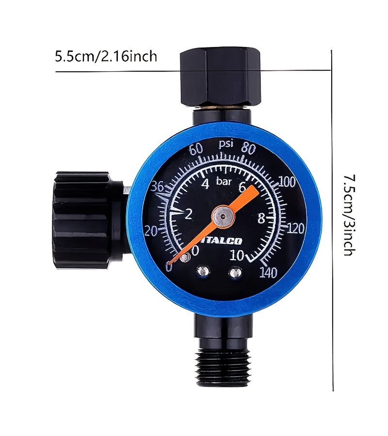 Spray Gun Pressure Regulator with Gauge for Automotive Air Supply 1 4 Inch Inlet Outlet Model F 35 - Image 1