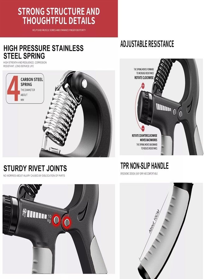 COOL INDIANS COOL INDIAN Hand Grip Workout Strengthener, Adjustable Hand Gripper for Men & Women for Gym Workout Hand Exercise Equipment to Use in Home for Forearm Exercise, Finger Power Gripper (GREY) - Image 4