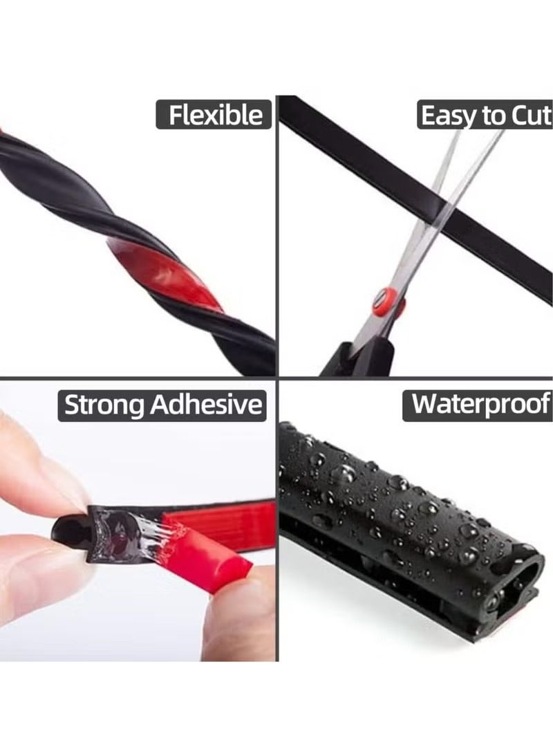 غابة خضراء شريط عزل الباب، شريط عزل مطاطي أسود على شكل حرف D بطول 600 سم، شريط عزل مطاطي ذاتي اللصق للباب، شرائط عزل الصوت للباب لإطار الباب والنوافذ - Image 4