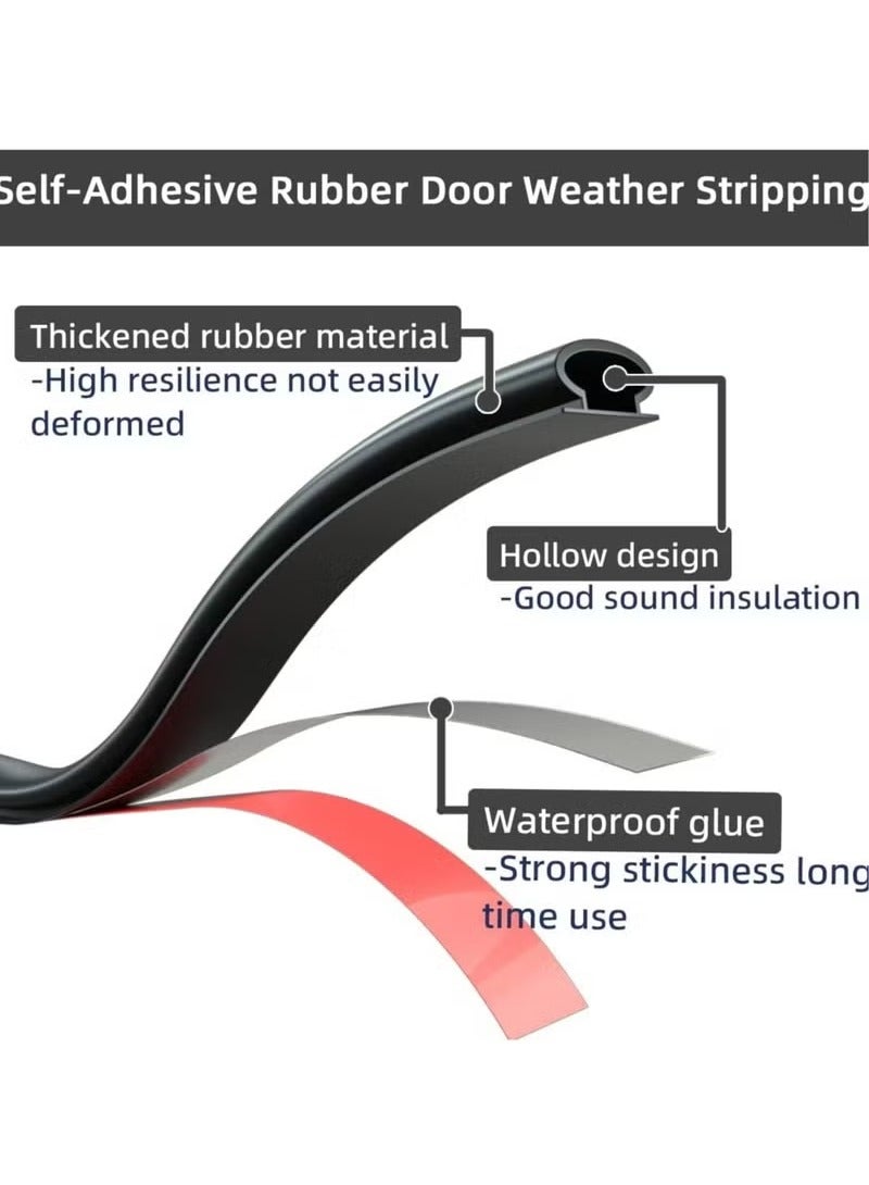 غابة خضراء شريط عزل الباب، شريط عزل مطاطي أسود على شكل حرف D بطول 600 سم، شريط عزل مطاطي ذاتي اللصق للباب، شرائط عزل الصوت للباب لإطار الباب والنوافذ - Image 5