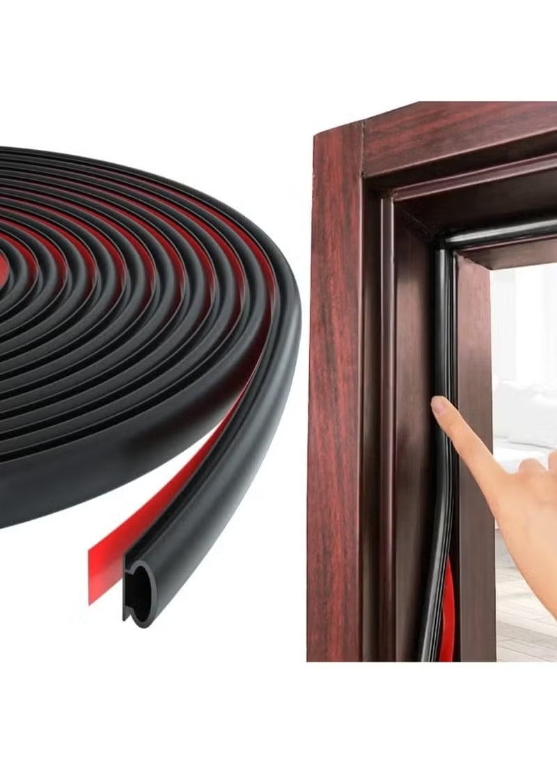 غابة خضراء شريط عزل الباب، شريط عزل مطاطي أسود على شكل حرف D بطول 600 سم، شريط عزل مطاطي ذاتي اللصق للباب، شرائط عزل الصوت للباب لإطار الباب والنوافذ - Image 1