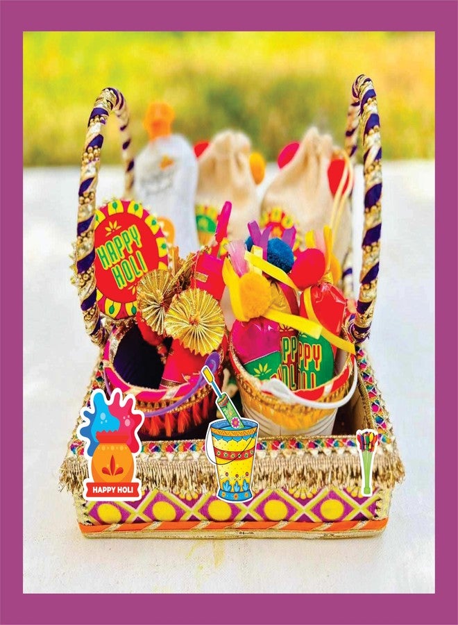 Creative Props Colorful Holi Festival Paper Cut-Out Decorations, Traditional Indian Theme Party Props with Handprints, Drums, Pots Design, Gift Packing Decoration 20 Pieces Set - Image 3