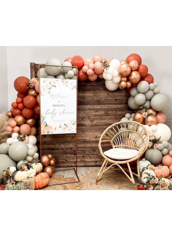 BALONAR - Little Pumpkin Balloon Garland Kit With 140Pcs 18/10/5Inch Dusty Gary Orange Rose Gold Nude Latex Balloons With For Boho Fall Thanksgiving Autumn Birthday Baby Shower Party Decorations(Orange) - Image 1