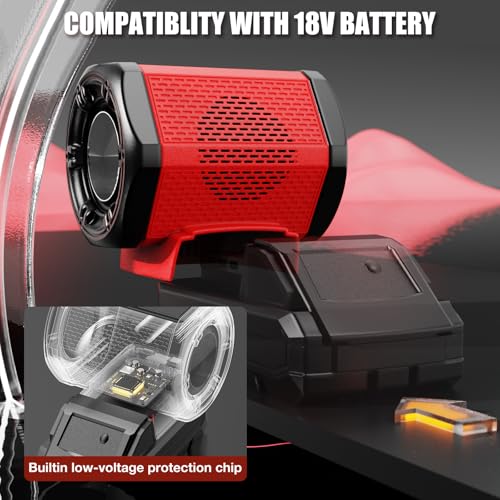 ohyes Bluetooth Speaker Compatible with Milwaukee 18V Battery Packs with USB-A/C Charging for Jobsite Camping & Parties (Battery not Included) - Image 3