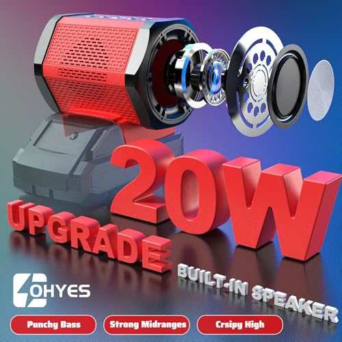 ohyes Bluetooth Speaker Compatible with Milwaukee 18V Battery Packs with USB-A/C Charging for Jobsite Camping & Parties (Battery not Included) - Image 2