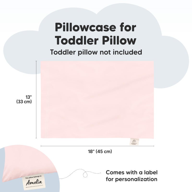 KeaBabies Toddler Pillowcase 13"x18" - Organic Cotton Toddler Pillowcase for Kids, Boys, Girls, Soft & Durable Cotton Cover for Miniature Sleepy Pillows,Cute Colors,Pillow Sold Separately(Mist Pink) - Image 2