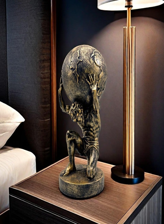 FUNSXBUG 11 Inch Large Atlas Holding World Greek God Statue Sculpture Collectible Figurine Home Decor Living Room Desktop Decoration Bronze - Image 2