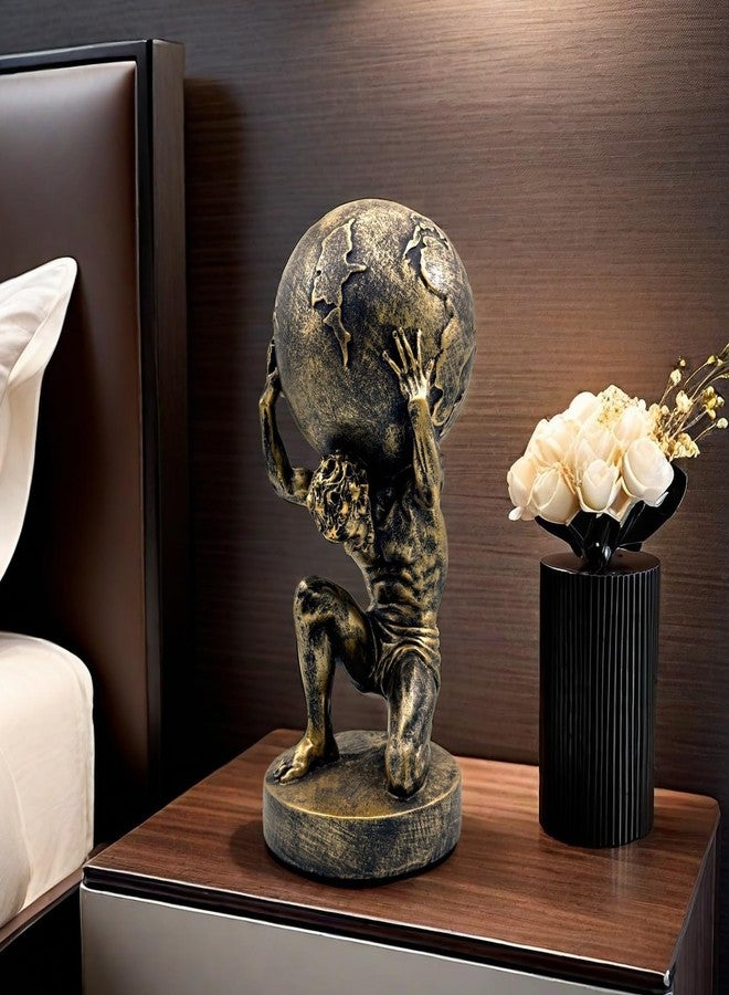 FUNSXBUG 11 Inch Large Atlas Holding World Greek God Statue Sculpture Collectible Figurine Home Decor Living Room Desktop Decoration Bronze - Image 4