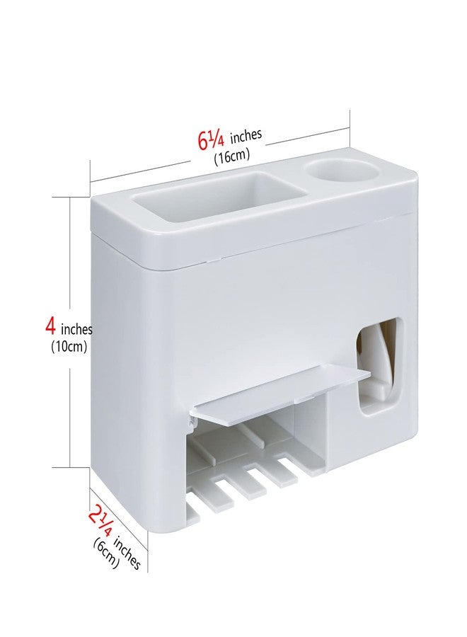 LUEXBOX Self Adhesive Toothbrush Holders Wall Mounted, Multifunction Toothpaste Stand with Covers, Automatic Toothpaste Dispenser for Bathroom, Toothbrush Hanger Rack for Dorm, Cabinet - Image 2