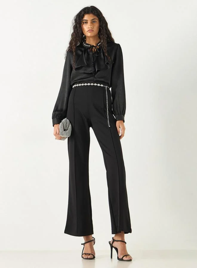 2Xtremz 2Xtremz Embellished Top with Tie-Up Neck and Ruffle Detail