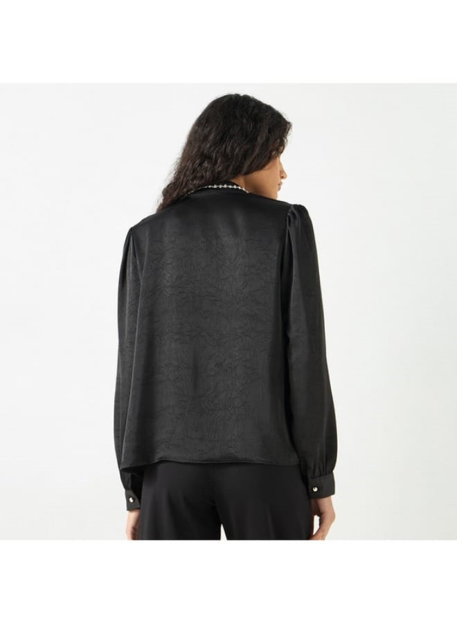 2Xtremz 2Xtremz Embellished Top with Tie-Up Neck and Ruffle Detail  - Image 4