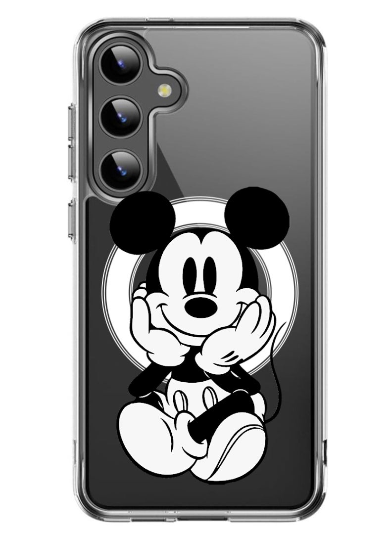Magnetic Case for Samsung Galaxy S24 Plus 6.7-inch Compatible with MagSafe Wireless Charging, Shockproof Phone Bumper Cover Mickey sitting
