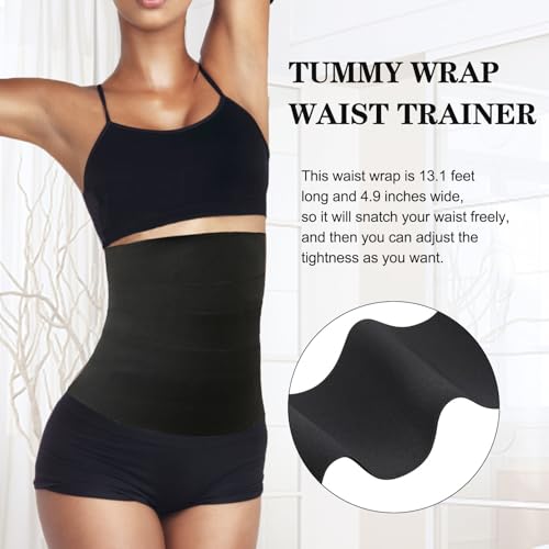 MGHLKF Waist Trainers For Women Belly Fat,Postpartum Belly Wrap For Tummy Control,Bandage Wrap Waist Trainer, Waist Trainer For Women Lower Belly Fat Black - Image 2
