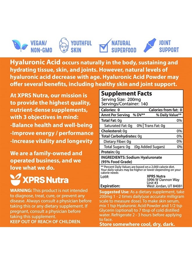 XPRS Nutra Hyaluronic Acid Powder - 14 Grams of Pure Hyaluronic Acid Serum Powder - DIY Serum for Face and Skin - Food and Cosmetic Grade Hyaluronic Acid Pure Powder (1 oz) - Image 3