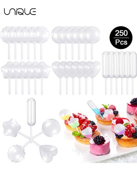 Cupcakes Pipettes,250PCS 4 ml Plastic Strawberry Pipettes Mini Pipettes Squeeze Dropper Liquid Injector Pipettes for Strawberries, Cupcake, Chocolate, Birthday Party and Holiday Decoration