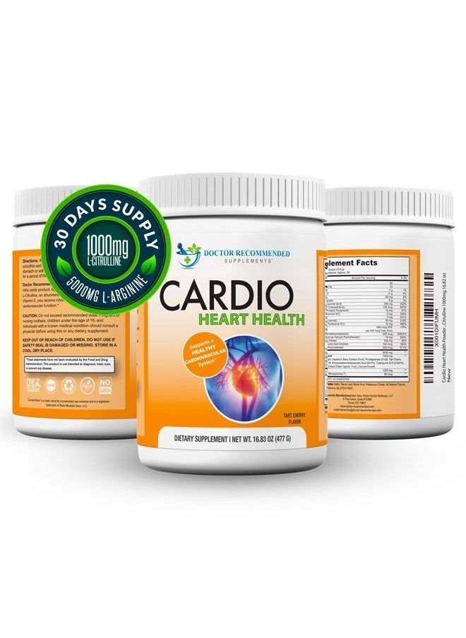 DOCTOR RECOMMENDED SUPPLEMENTS - Cardio Heart Health Powder – L-Arginine Supplement 5000mg & L-Citrulline 1000mg,16.82 oz - Image 1