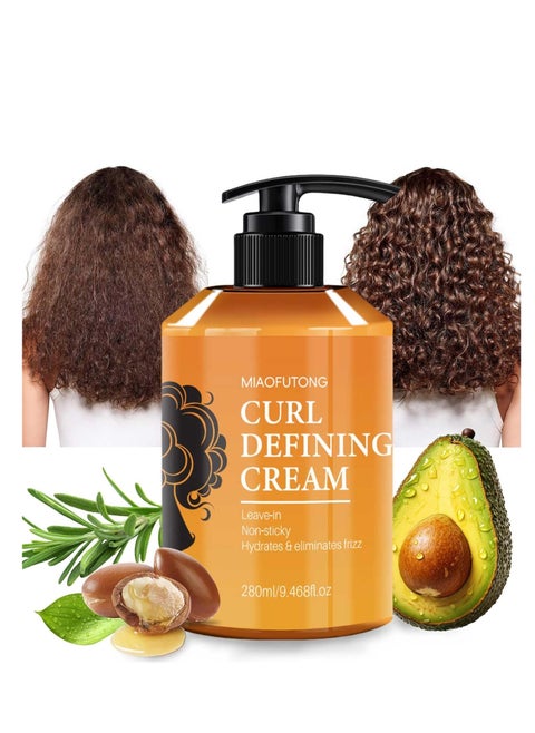 Morocco Curl Defining Cream, 280ml Morocco Dynamic Elastin - Long-Lasting Styling Volume Moisturizing Elasticity, Wavy Hair Anti Frizz Curl Cream