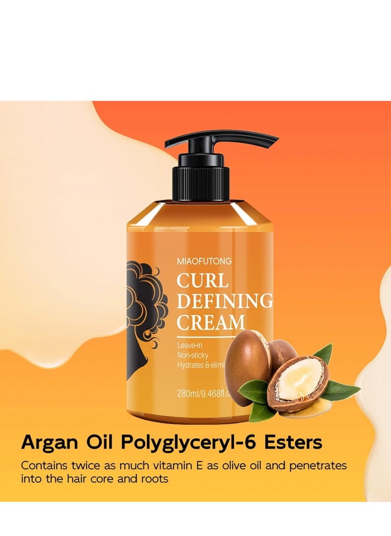 Morocco Curl Defining Cream, 280ml Morocco Dynamic Elastin - Long-Lasting Styling Volume Moisturizing Elasticity, Wavy Hair Anti Frizz Curl Cream