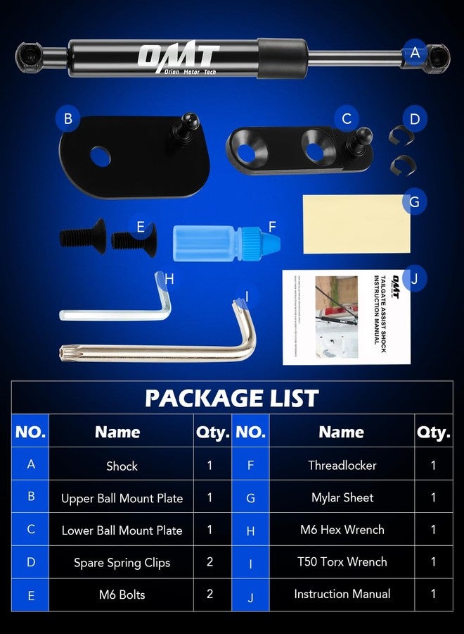 Orion Motor Tech Tailgate Assist Compatible with Ford Ranger 2019 2020 2021 2022 2023 - Image 5
