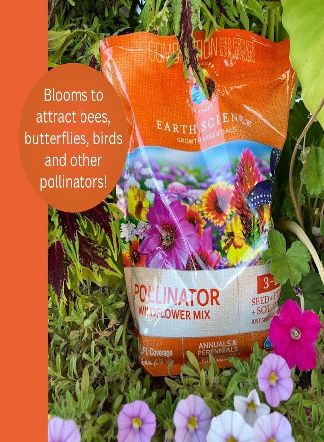 Earth Science Wildflower Pollinator Mix from Earth Science, 3-in-1 Mix with Premium Wildflower Seed, Plant Food and Soil Conditioners, Non-GMO, for Bees, Hummingbirds, Butterflies, Pollinators 6 lb - Image 5