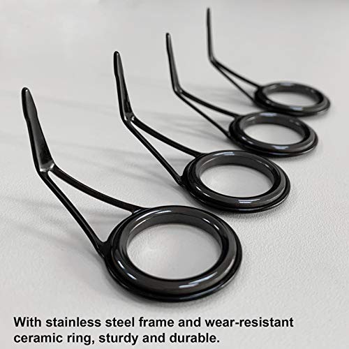 THKFISH Rod Repair Kit Rod Tip Repair Kit Ceramics Tips Stainless Steel Carbon Spinning Rod Guides Fishing Rod Repair Kit Black 35pcs - Image 4
