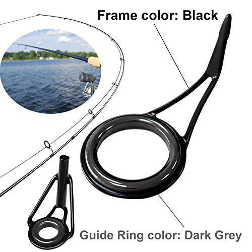 THKFISH Rod Repair Kit Rod Tip Repair Kit Ceramics Tips Stainless Steel Carbon Spinning Rod Guides Fishing Rod Repair Kit Black 35pcs - Image 2