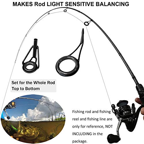 THKFISH Rod Repair Kit Rod Tip Repair Kit Ceramics Tips Stainless Steel Carbon Spinning Rod Guides Fishing Rod Repair Kit Black 35pcs - Image 3