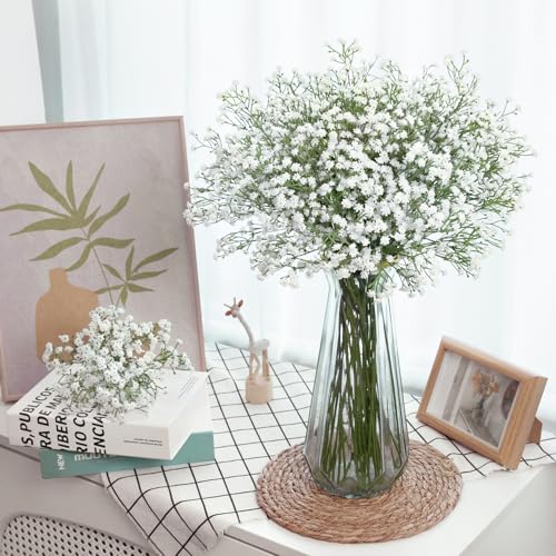 Bassion Babys Breath Artificial Flowers, 18 Pcs White Fake Baby Breath Flowers Artificial Bulk Real Touch Faux Gypsophila Bouquets for Wedding Floral Arrangement Party Home Decoration - Image 5