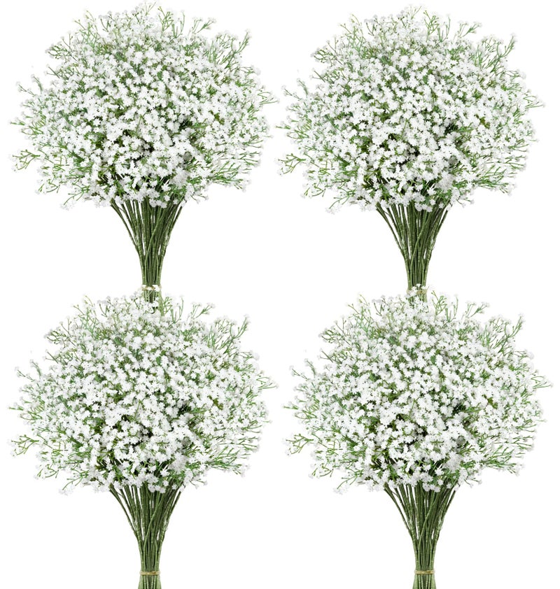 Bassion Babys Breath Artificial Flowers, 18 Pcs White Fake Baby Breath Flowers Artificial Bulk Real Touch Faux Gypsophila Bouquets for Wedding Floral Arrangement Party Home Decoration - Image 1
