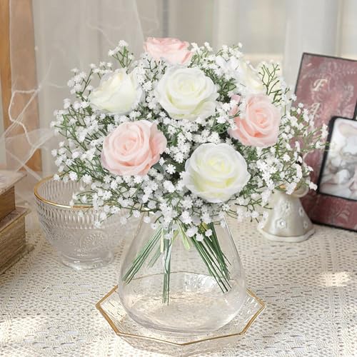 Bassion Babys Breath Artificial Flowers, 18 Pcs White Fake Baby Breath Flowers Artificial Bulk Real Touch Faux Gypsophila Bouquets for Wedding Floral Arrangement Party Home Decoration - Image 4