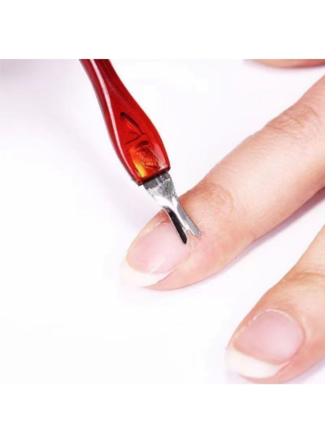 12 قطعة من أدوات تشذيب الجلد الميت، مجموعة أدوات تقليم الأظافر، مقبض بلاستيكي لشوكة الجلد الميت للمانيكير/الباديكير، مزيل سكين الجلد مع شوكة من الفولاذ المقاوم للصدأ على شكل حرف V متعددة الألوان - Image 4