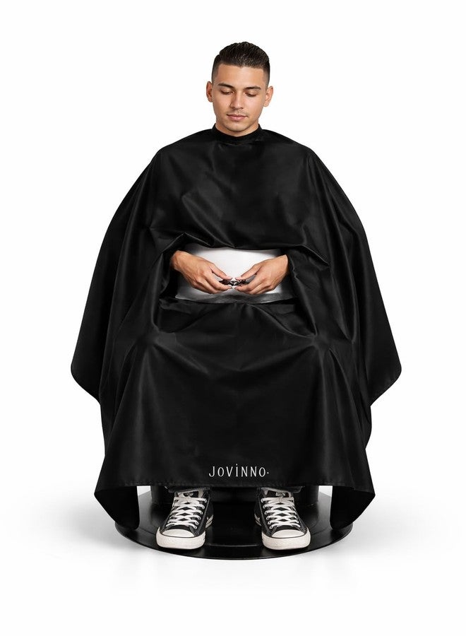 Jovinno Large Size Black Barber Cape with Phone Viewing Window - Image 1