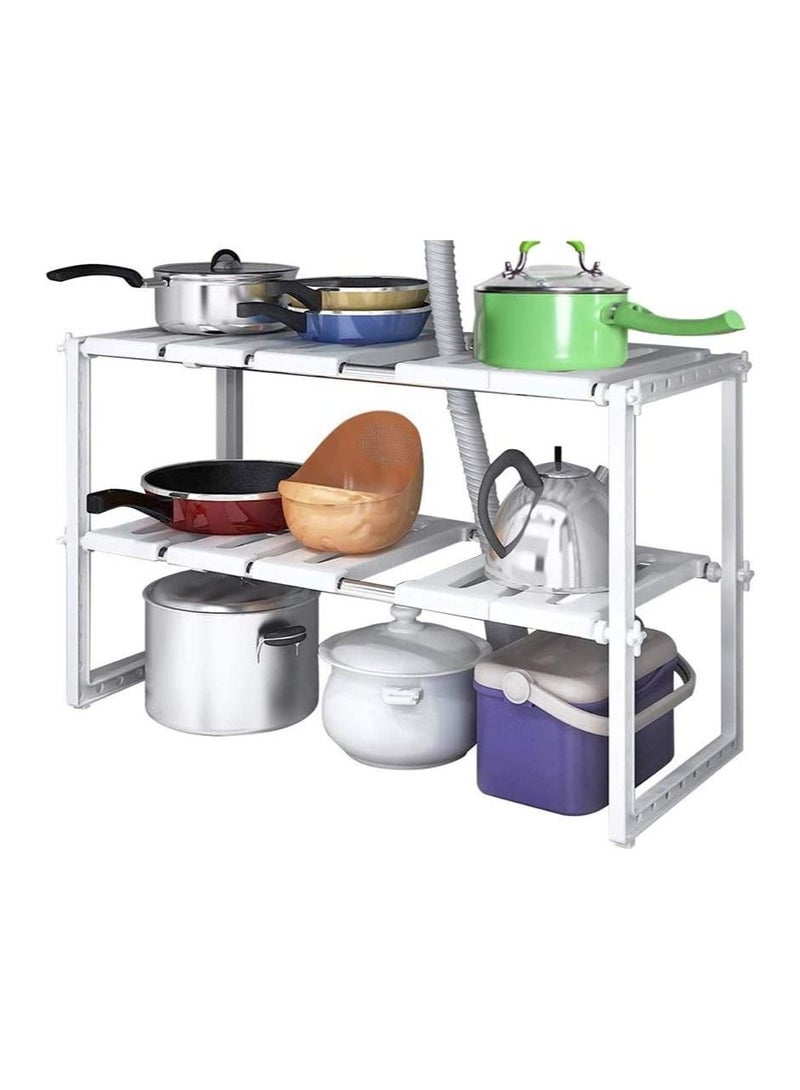 2 Tiers Expandable Stainless Steel Kitchen Storage - Image 1
