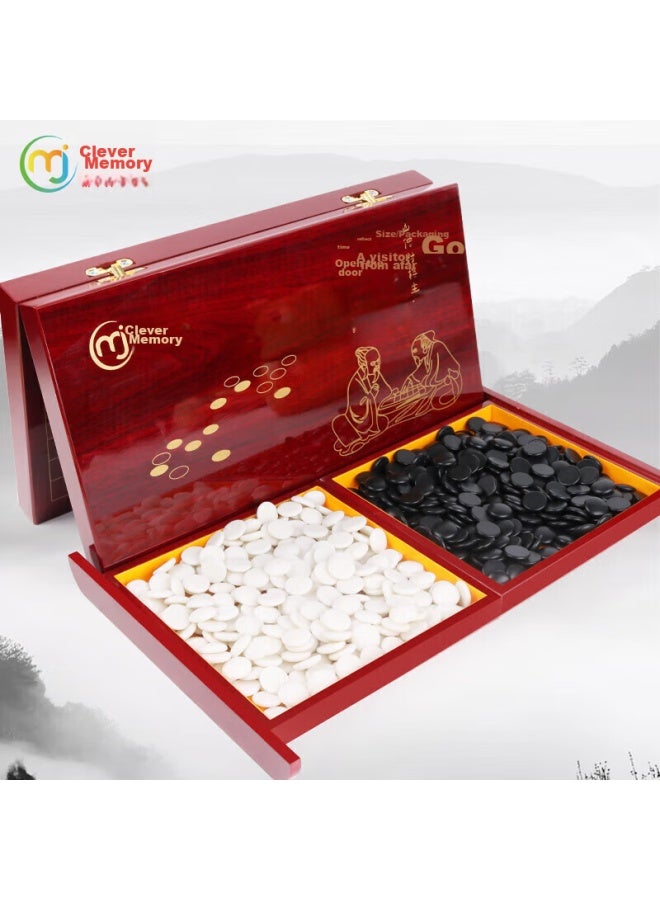 Wonderful Notes Miaoji Go And Gomoku Complete Set With Imitation Jade Chess Pieces And Wooden Drawer-style Board, Gift Box Included Mj8292 - Image 2