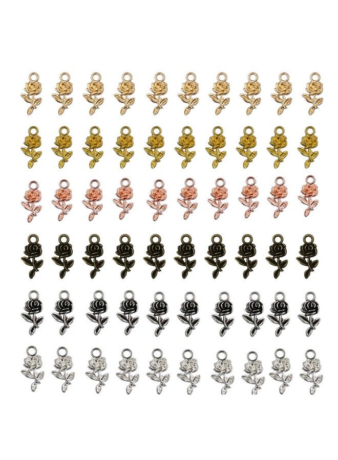 Ruwado 60 Pcs Rose Charm Mini Multicolor Metal Bulk Flower Charms Pendant For Jewelry Making Diy Earring Keychain Necklace Bracelets Jewelry Finding Accessories Supplies - Image 1