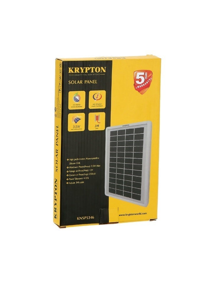 KRYPTON لوحة شمسية كريبتون KNSP5346 بقدرة 3.5 واط كحد أقصى | شحن بطارية 12 فولت | وحدة شمسية أحادية الكريستال عالية الكفاءة | كابل بطول 3 أمتار للاستخدام الخارجي | أبيض وأزرق | ضمان 5 سنوات - Image 2