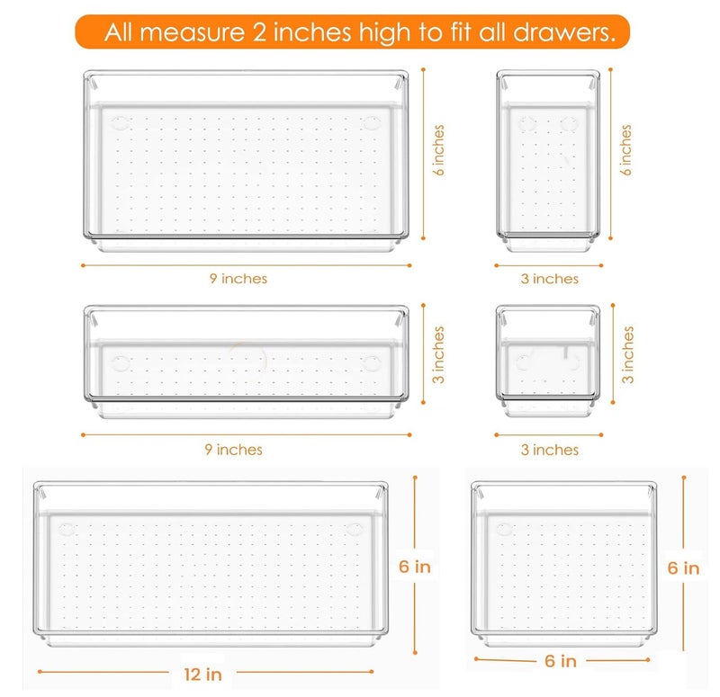 Kuber Industries 33 Pcs Set Multi-Purpose Transparent Drawer Organizers | Plastic Trays for Storage Kitchen & Aesthetic Dressing Table Organisers for Cosmetics, Makeup & Stationery | Transparent - Image 3
