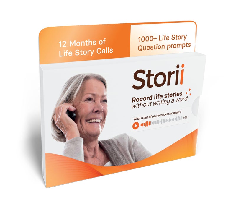 Storii Record Your Life Story Guided Voice Journal Audio Memoir A Unique Way to Share Your Story 12 Months of Call Prompts Automatic Transcription Gift for Grandma Grandpa Mom Dad - Image 2