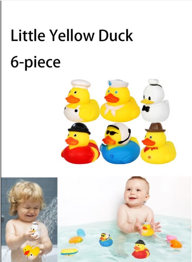 6-Piece Little Yellow Duck Bath Toys, Fun Role-Playing Water Toys for Kids, Ideal for Bath/Swimming/Water Play - Image 1