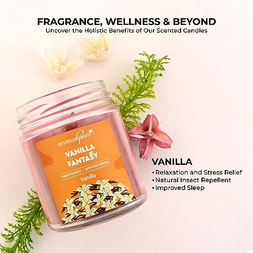 Aromahpure Scented Candle (45 hrs) (100% Soy Wax)- Handcrafted | Smoke-Free | Vanilla Fantasy- Vanilla Fragrance Candles for Home & Gift Sets - Image 4