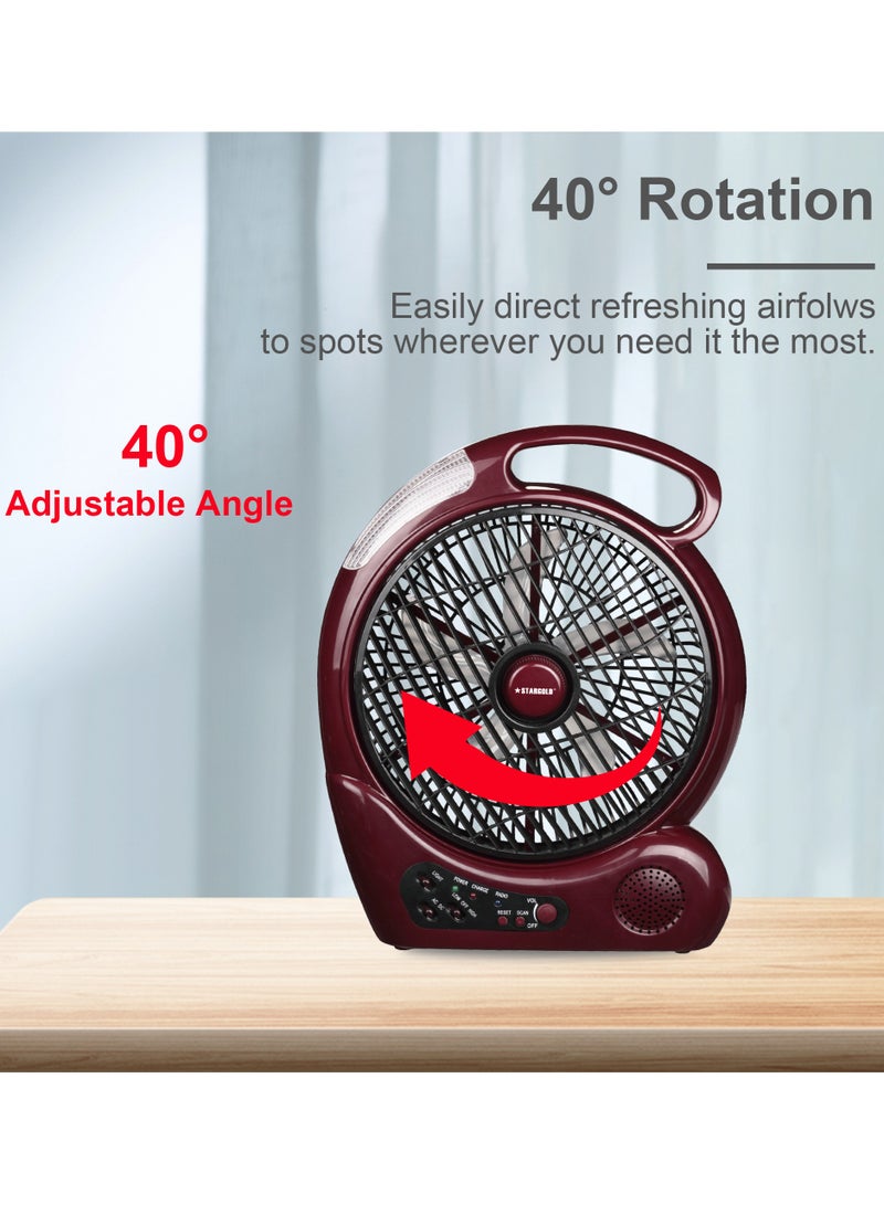 ستارجولد 10 بوصة مروحة متأرجحة قابلة للشحن 4 قطع LED ضوء مع راديو 20 واط - Image 4